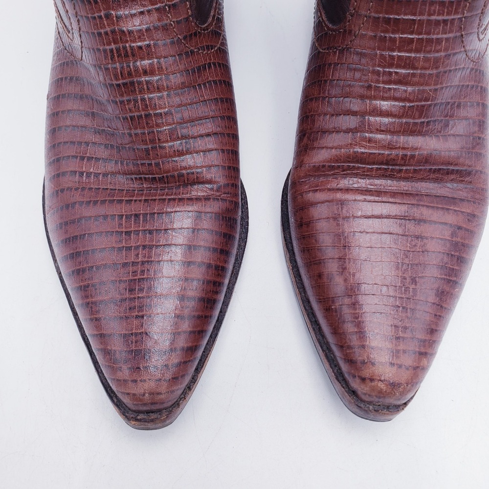 Nine West Western Boots Brown‎ Lizard Leather Inlay Pointed Toe Womens Size 6.5 - Picture 6 of 11